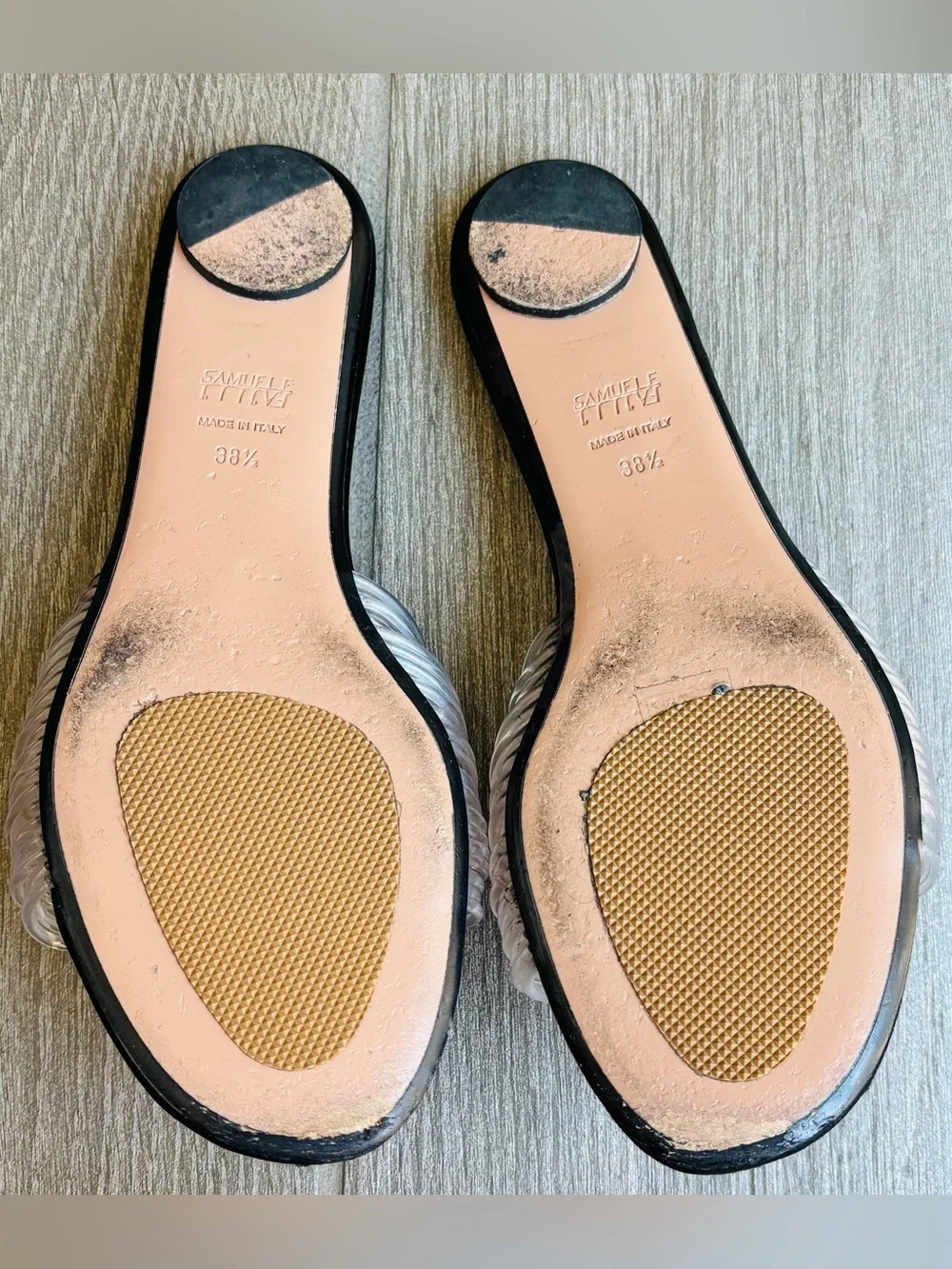 Samuele Failli Clear Plastic Black Slip On Flat Sandals size EU 38.5